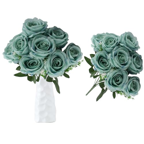 astylishome Kunstblumen 10 Stück Künstliche Blüten Dekoblumen Kunst Blumen Rosen für Hochzeit Party Deko DIY Hochzeit Balkon Garten Blumenkasten Tischdeko 1205 von astylishome