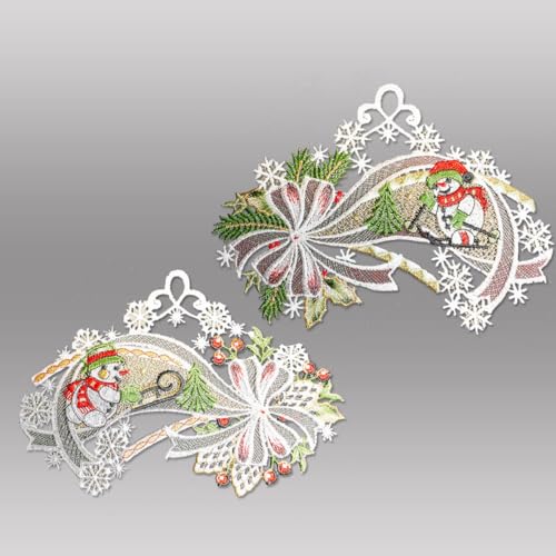 atelier alles-Spitze Winterliches 2er Set Fensterbilder Schneemann und Schneefrau im Schweif | Eine zauberhafte Fensterdekoration aus farbiger Luftpitze inkl. Saugnapf | BxH: je 22 x 16 cm atelier alles-Spitze Winterliches 2er Set Fensterbilder Schneemann und Schneefrau im Schweif | Eine zauberhafte Fensterdekoration aus farbiger Luftpitze inkl. Saugnapf | BxH: je 22 x 16 cm von atelier alles-Spitze