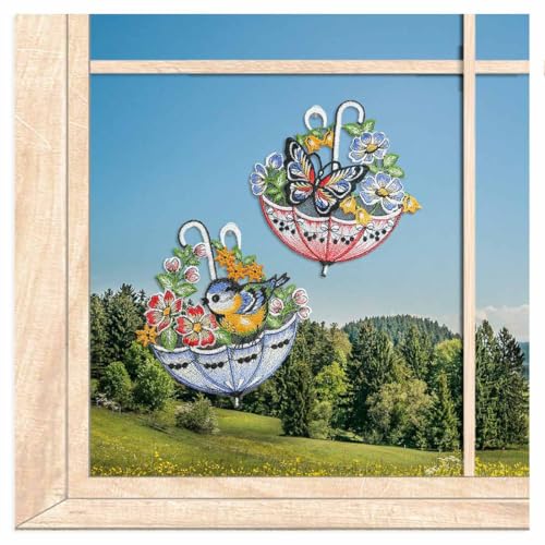 atelier alles-Spitze 2er Set Kleine Fensterbilder Blaumeise und Schmetterling im Schirm | Hochwertige Fensterdekoration aus Vogtländischer Luft- Spitze | BxH 16 x 16 cm atelier alles-Spitze 2er Set Kleine Fensterbilder Blaumeise und Schmetterling im Schirm | Hochwertige Fensterdekoration aus Vogtländischer Luft- Spitze | BxH 16 x 16 cm von atelier alles-Spitze