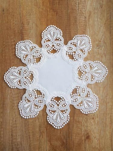 Elegante Stickereidecke Verena 35 cm rund Plauener Spitze Tischdekoration Tischdecke Elegante Stickereidecke Verena 35 cm rund Plauener Spitze Tischdekoration Tischdecke von atelier alles-Spitze