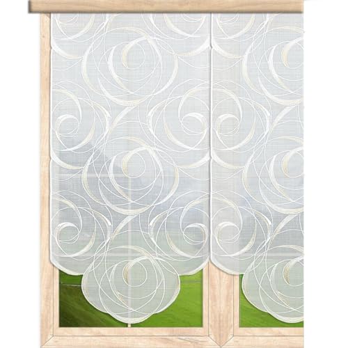 Flächengardine Diane aus Echter Plauener Spitze Moderne Schiebepaneele halbtransparent Bestickt in weiß, beige und Gold (Breite x Höhe: 45 x 128 cm) von atelier alles-Spitze