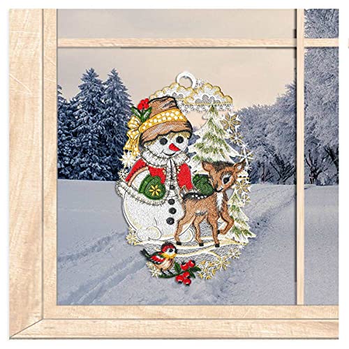 atelier alles-Spitze Süßes Winter-Fensterbild Schneemann mit Reh | Hochwertige Fensterdekoration aus farbiger Luftspitze | Winterlicher Zauber für Ihr Fenster | Höhe x Breite: 28 x 18 cm atelier alles-Spitze Süßes Winter-Fensterbild Schneemann mit Reh | Hochwertige Fensterdekoration aus farbiger Luftspitze | Winterlicher Zauber für Ihr Fenster | Höhe x Breite: 28 x 18 cm von atelier alles-Spitze