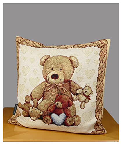 atelier alles-Spitze Gobelin-Kissenhülle Teddybär 45 x 45 cm Dekokissen Kissenbezug Zierkissen Sofakissen Kinder von atelier alles-Spitze