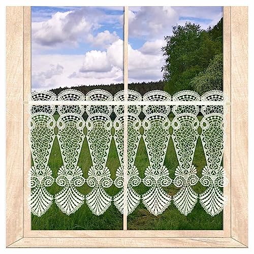 Klassische Spitzengardine Astrid aus Echter Plauener Spitzen Luftspitze-Scheibengardine in Natur (Höhe x Breite: 33 x 96 cm) von atelier alles-Spitze