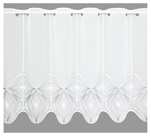 atelier alles-Spitze Bestickte Scheibengardine Donna in weiß-grau | Halbtransparente Kurzgardine mit moderner Ornament-Stickerei | Höhe x Breite: 55 x 112 cm atelier alles-Spitze Bestickte Scheibengardine Donna in weiß-grau | Halbtransparente Kurzgardine mit moderner Ornament-Stickerei | Höhe x Breite: 55 x 112 cm von atelier alles-Spitze