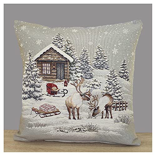 atelier alles-Spitze Winterliche Gobelin-Kissenhülle Rentiere | Strapazierfähiger Kissenbezug 45x45 cm | Dekokissen mit beidseitigem Motiv und verdecktem Reißverschluß atelier alles-Spitze Winterliche Gobelin-Kissenhülle Rentiere | Strapazierfähiger Kissenbezug 45x45 cm | Dekokissen mit beidseitigem Motiv und verdecktem Reißverschluß von atelier alles-Spitze