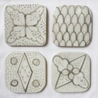 Keramik-Untersetzer - Set Aus 4 Muster Grau von atelierBOEMIA
