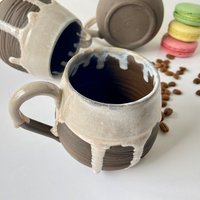 Keramik Kaffeetasse, Teetasse, Terrakotta 10 Oz Becher, Schwarz - Begie, Handgemachte Muttertage Tontasse von atelierShandmade