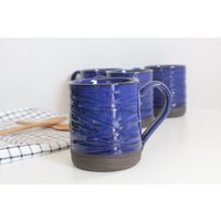 Keramik Kaffeetasse, Tonbecher, Keramikbecher, Terrakotta Blau Steinzeugbecher von atelierShandmade