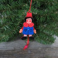 Rot Und Blau Junge Zugschnur Holz Ornament Vintage Springen Spielzeug Weihnachten von atgrandmastable