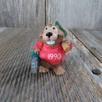 Vintage Beaver Happy Woodcutter Ornament Kettensäge Flaschenbürste Baum Punze 1990 von atgrandmastable