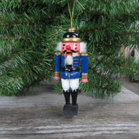 Vintage Blau Nussknacker Holz Ornament Schnurrbart Solider Weihnachten von atgrandmastable