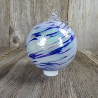 Vintage Blaue Glaskugel Ornament Dansk Swirl Irisierende Struktur Weihnachten von atgrandmastable