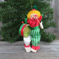 Vintage Clown Mit Trommel Ornament Roter Hut Zirkus Grün Russ Weihnachten von atgrandmastable