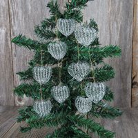 Vintage Herz Gesponnenes Glas Ornamente Klare Kristall Christbaumkugel Set Lot Weihnachtsdekoration von atgrandmastable
