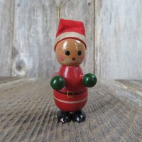 Vintage Holz Weihnachtsmann Ornament Filzhut Weihnachten Rot von atgrandmastable