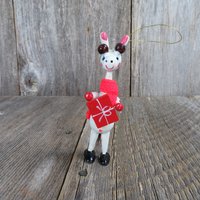 Vintage Holz Weiß Giraffe Ornament Strick Schal Weihnachten Geschenk von atgrandmastable