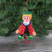 Vintage Junge Pull String Holz Ornament Springen Spielzeug Weihnachten von atgrandmastable