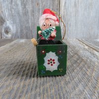 Vintage Mrs Santa Claus Holz Ornament Weihnachtsbürste Baum Jack Box Geschenk Enesco von atgrandmastable