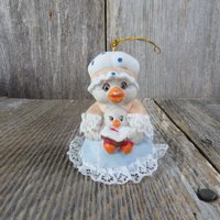 Vintage Mutter Huhn Mit Küken Glöckchen Ornament Mama Weihnachten Jasco Keramik Porzellan Taiwan von atgrandmastable