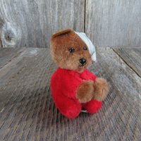 Vintage Teddybär Plüsch Ornament Pinch Clip Dakin Rot Weiß Pin Korea 1984 von atgrandmastable