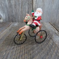 Vintage Wundervoller Santacycle Ornament Markenzeichen Pferd Spielzeug Fahrrad 1988 von atgrandmastable