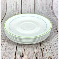 Set Von 8 Corelle Pastell Bouquet Coupe Unterteller Teller von atomickitkatvintage