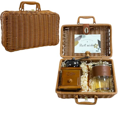 Französisches Kaffee-Set, Kaffee-Dankeschön-Geschenk im Vintage-Stil mit Rattan-Koffer, Handmühle, Kaffeetasse & Strohhalm, Kaffee-Geburtstagsgeschenk-Box, Kaffee-Geschenke für Freunde, Frauen, Männer Französisches Kaffee-Set, Kaffee-Dankeschön-Geschenk im Vintage-Stil mit Rattan-Koffer, Handmühle, Kaffeetasse & Strohhalm, Kaffee-Geburtstagsgeschenk-Box, Kaffee-Geschenke für Freunde, Frauen, Männer von atrccs