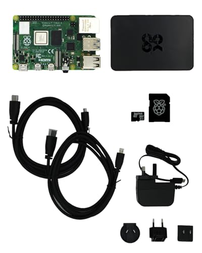 _atxx Raspberry Pi 4 4GB Base Kit – Singleboardcomputer Set mit Pi 4 (4GB), Gehäuse, Netzteil, 2X Micro-HDMI Kabel, vorinstalliertem Raspberry Pi OS Bookworm – offizielles Set für Einsteiger & Maker von _atxx