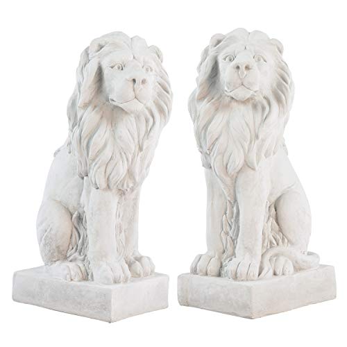 2x XL Löwe Skulptur Figur Statue Garten Haus Antik-Stil Gartendeko Torwächter von aubaho