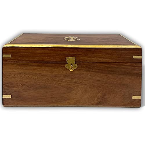 Box Schmuckschatulle Anker Maritim Kiste Nautik Schiff Holz Antik-Stil Holzbox von aubaho