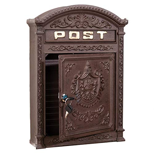 Briefkasten Wandbriefkasten Alu Nostalgie Postkasten braun antik Stil letterbox von aubaho