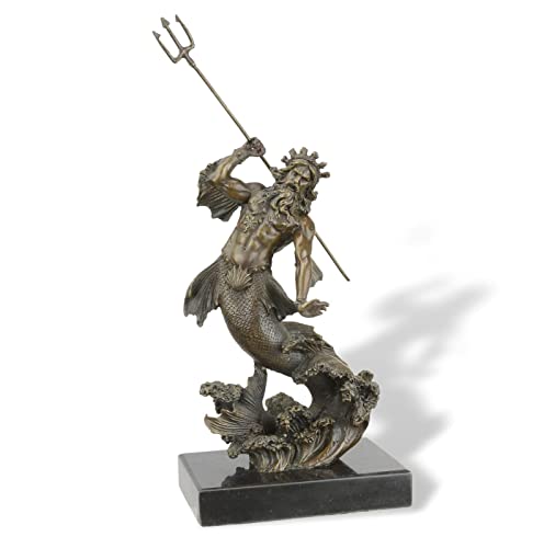 aubaho Bronzefigur Poseidon Gott des Meeres Mythologie Bronze Skulptur Antik-Stil 30cm von aubaho