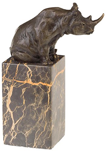 aubaho Bronzeskulptur Nashorn Rhinozeros Bronze Statue Bronzefigur im Antik-Stil - 23cm von aubaho