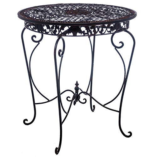 Gartentisch Tisch Garten Bistrotisch Eisen Antik-Stil Gartenmöbel braun von aubaho