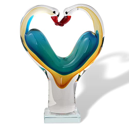 aubaho Glasskulptur Glasfigur Figur Skulptur Liebe Glas Paar Liebespaar Hochzeit Schwan von aubaho