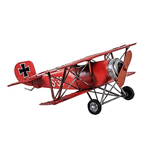 aubaho Modellflugzeug roter Baron Flugzeug Modell Blech Metall Antik-Stil 25cm von aubaho