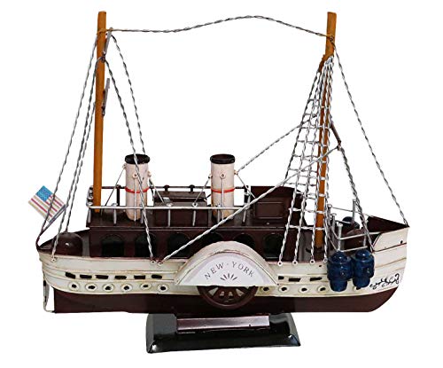 Modellschiff Schiff Modell Metall Schaufelraddampfer Antik-Stil kein Bausatz von aubaho