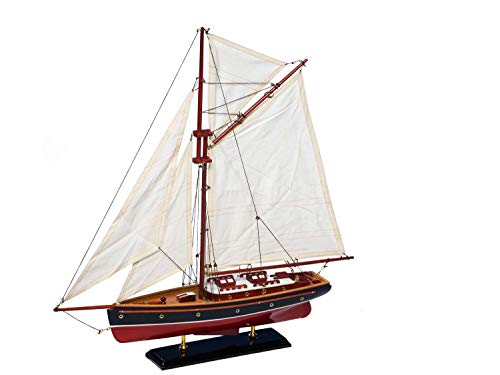 Modellschiff Segelyacht Yacht Schiff Boot Segelschiff Holz Maritim kein Bausatz von aubaho