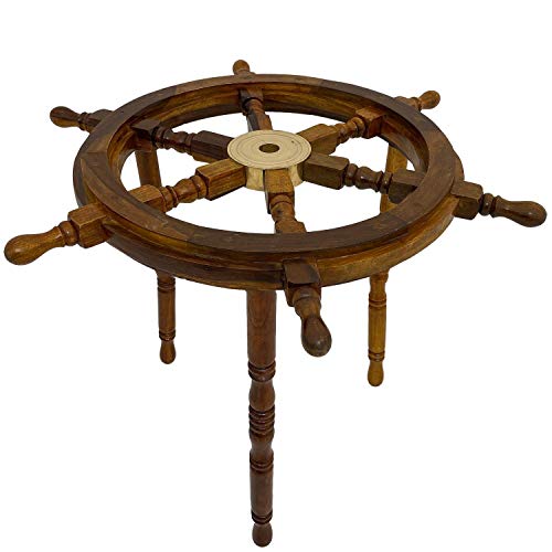 aubaho Beistelltisch Tisch Steuerrad Schiffsteuerrad Schiff Nautik Holz Messing 62cm von aubaho