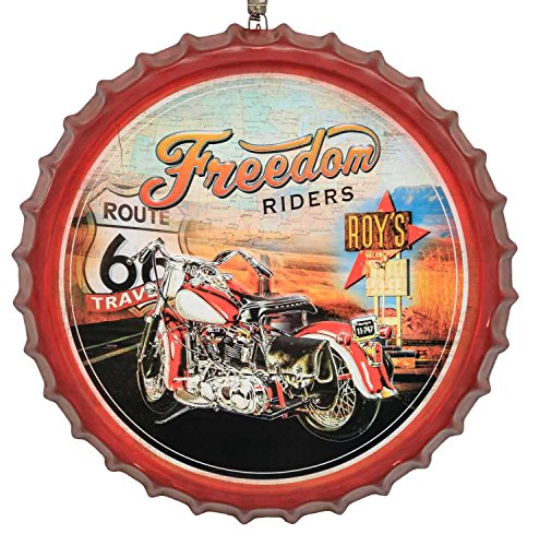 aubaho Blechschild Route 66 Freedom Riders Schild 50cm Magnettafel Pinwand Antik-Stil von aubaho