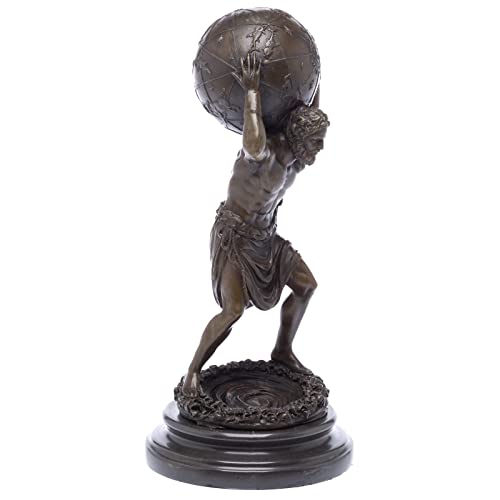 Bronzeskulptur Atlas Träger der Weltkugel Mann Bronze Skulptur Figur sculpture von aubaho