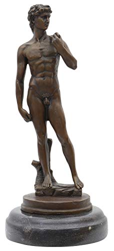 aubaho Bronzeskulptur David nach Michelangelo Figur Mythologie Antik-Stil Replik Kopie von aubaho