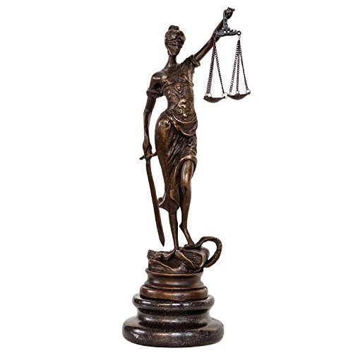 Bronzeskulptur Justitia Justizia Bronze Figur Skulptur im Antik-Stil - 24cm von aubaho