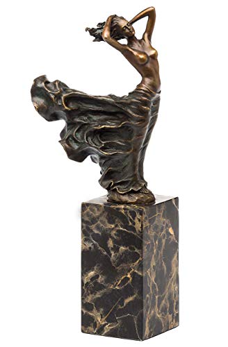 Bronzestatue im Stile der Moderne Bronzeskulptur Akt auf Steinplinthe von aubaho