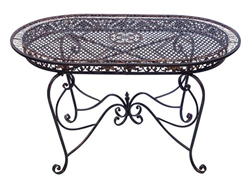 aubaho Gartentisch 135cm Eisen braun Tisch Gartenmöbel Antik-Stil Garden Table Iron von aubaho