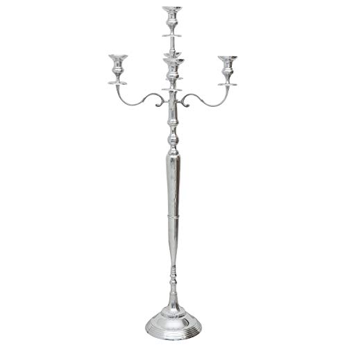 aubaho Kerzenhalter Kerzenständer 5-armig Aluminium Silber Antik-Stil 164cm von aubaho