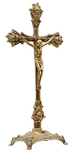 aubaho Kruzifix Altarkreuz Kreuz Kirche Standkreuz Messing Antik-Stil 39cm von aubaho