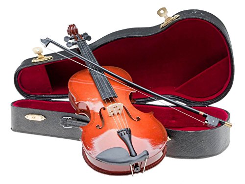 Miniatur Geige 25cm Violine mit Bogen und Koffer Deko Antik-Stil ohne Funktion von aubaho