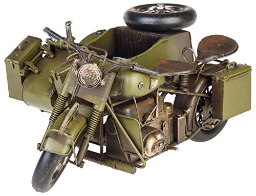 Modell Motorradgespann Blech Metall Motorrad Gespann Oldtimer Antik-Stil 34cm von aubaho